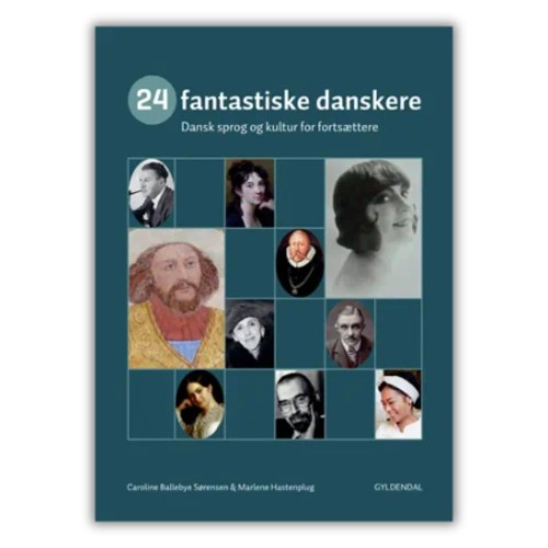 "24 fantastiske danskere"- Caroline Ballebye Sørensen, Marlene Hastenplu do nauki duńskiego na poziomie średnio zaawansowanym, przednia okładka