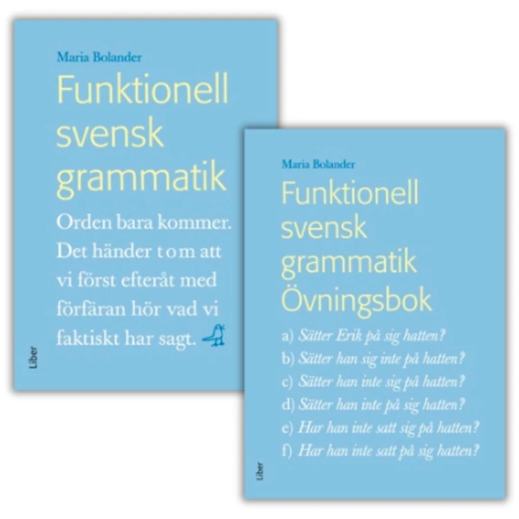 SET: Funktionell svensk grammatik includes an academic textbook and workbook with an answer key. Covers semantics, phonetics, morphology, syntax and word order, front cover