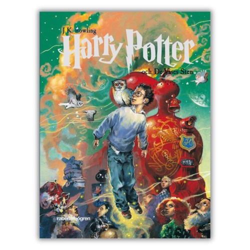 “Harry Potter och den vises sten” - “Harry Potter and the Philosopher’s Stone” in Swedish! Now available in our online bookstore. Check it out!, front cover