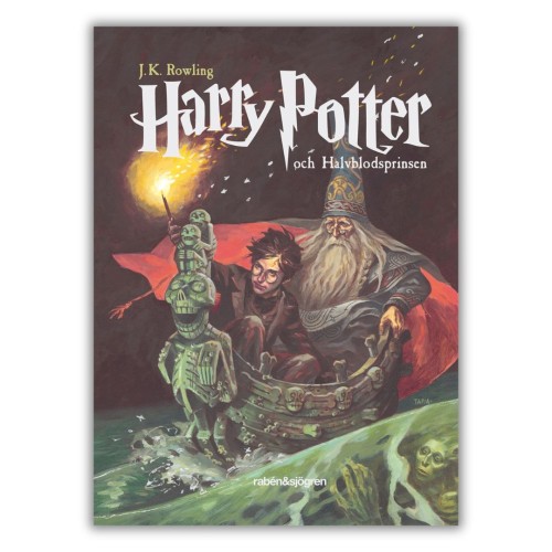 Harry Potter och Halvblodsprinsen in Swedish. The sixth Harry Potter book by J.K. Rowling, hardcover edition, level B2/C1, translated by Lena Fries-Gedin., front cover