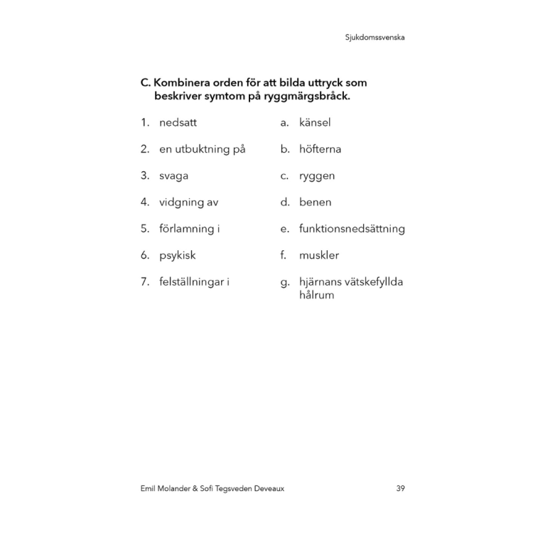 Sjukdomssvenska - diagnosis and disease in swedish