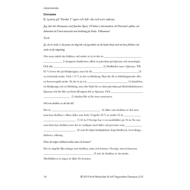 Läkarsvenska - medical swedish for doctors, diagnosis in swedish
