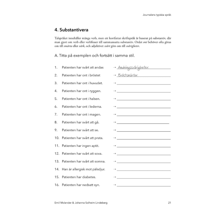 Journalsvenska - medical swedish for doctors and nurses