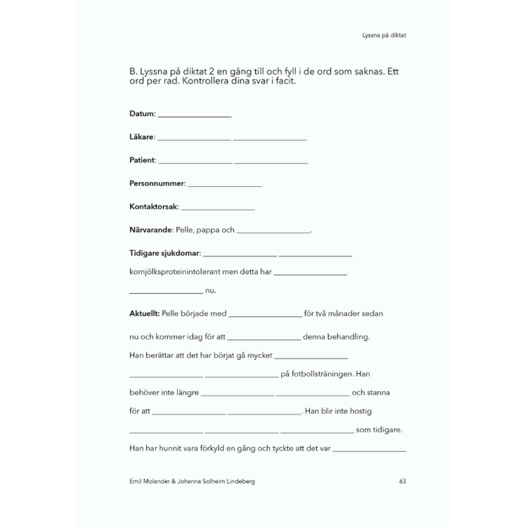 Journalsvenska - medical swedish for doctors and nurses