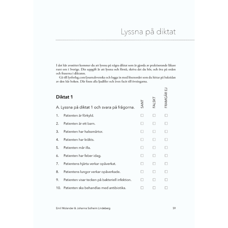 Journalsvenska - medical swedish for doctors and nurses