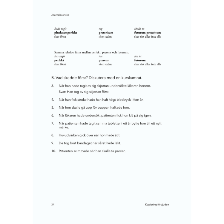 Journalsvenska - medical swedish for doctors and nurses